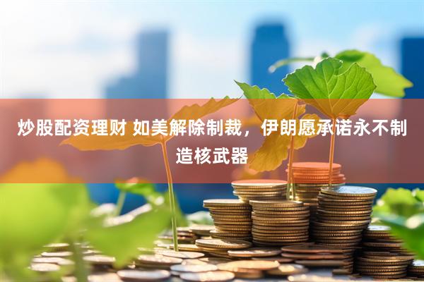 炒股配资理财 如美解除制裁，伊朗愿承诺永不制造核武器